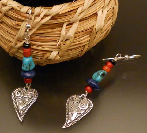 southwest heart glyph earrings